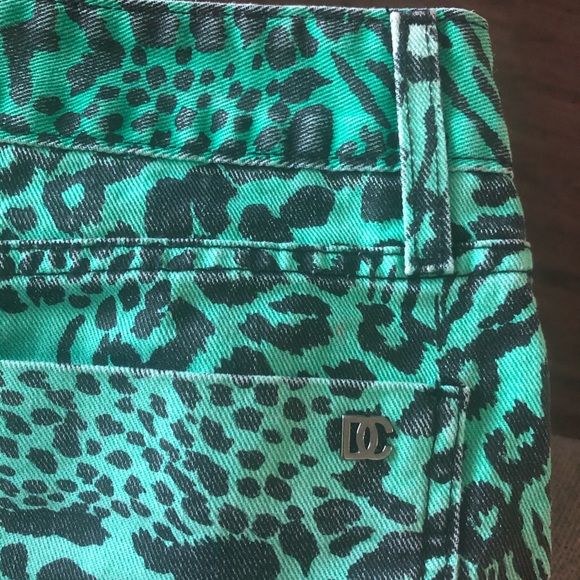 Vintage 90’s  Animal Print Denim Mini Skirt Jade Green Black Size Small S - Picture 5 of 14